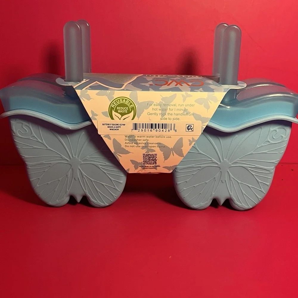 CWC Cook With Color Freezer Pops Ice Molds Four Count Light Blue Butterfly New